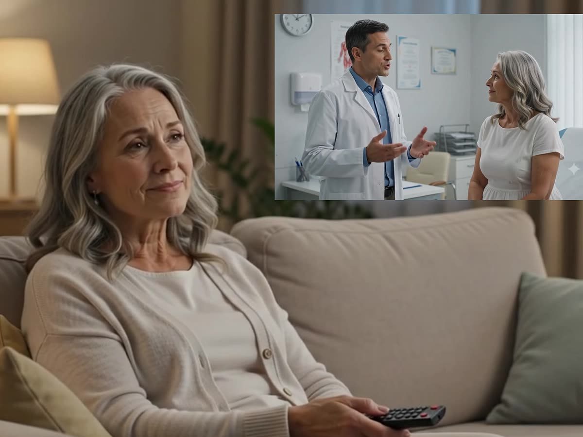 An elderly woman relaxing at home during a gentle wellness check-in